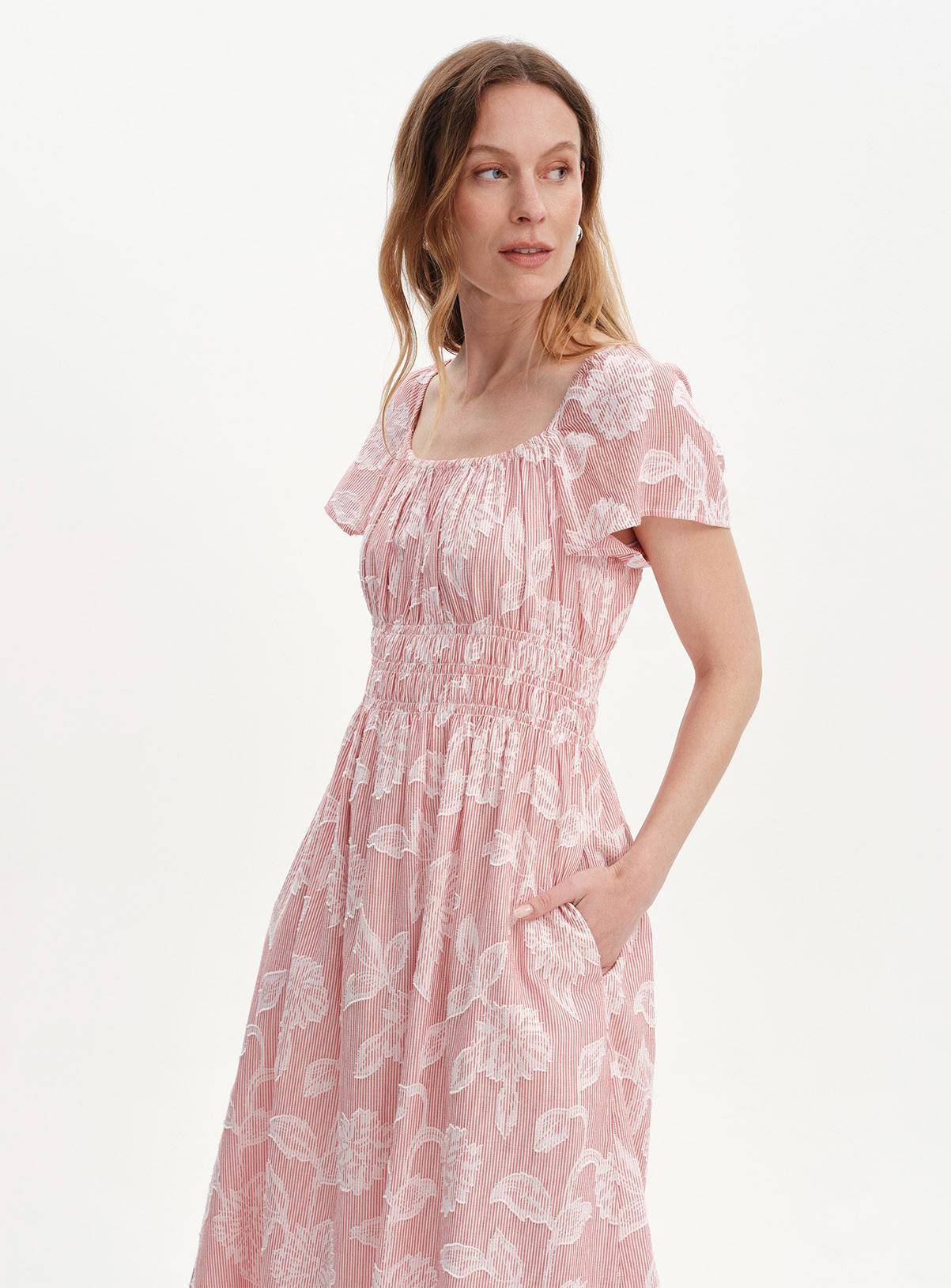 FINERY Maia Floral Stripe Shirred Waist Dress 14 - Image 5